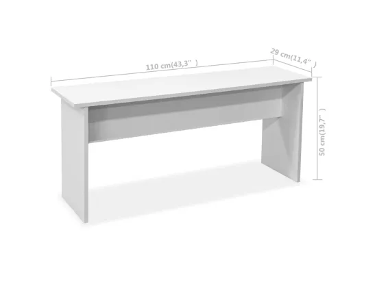 Table de salle à manger et bancs 3 pcs Bois d'ingénierie Blanc