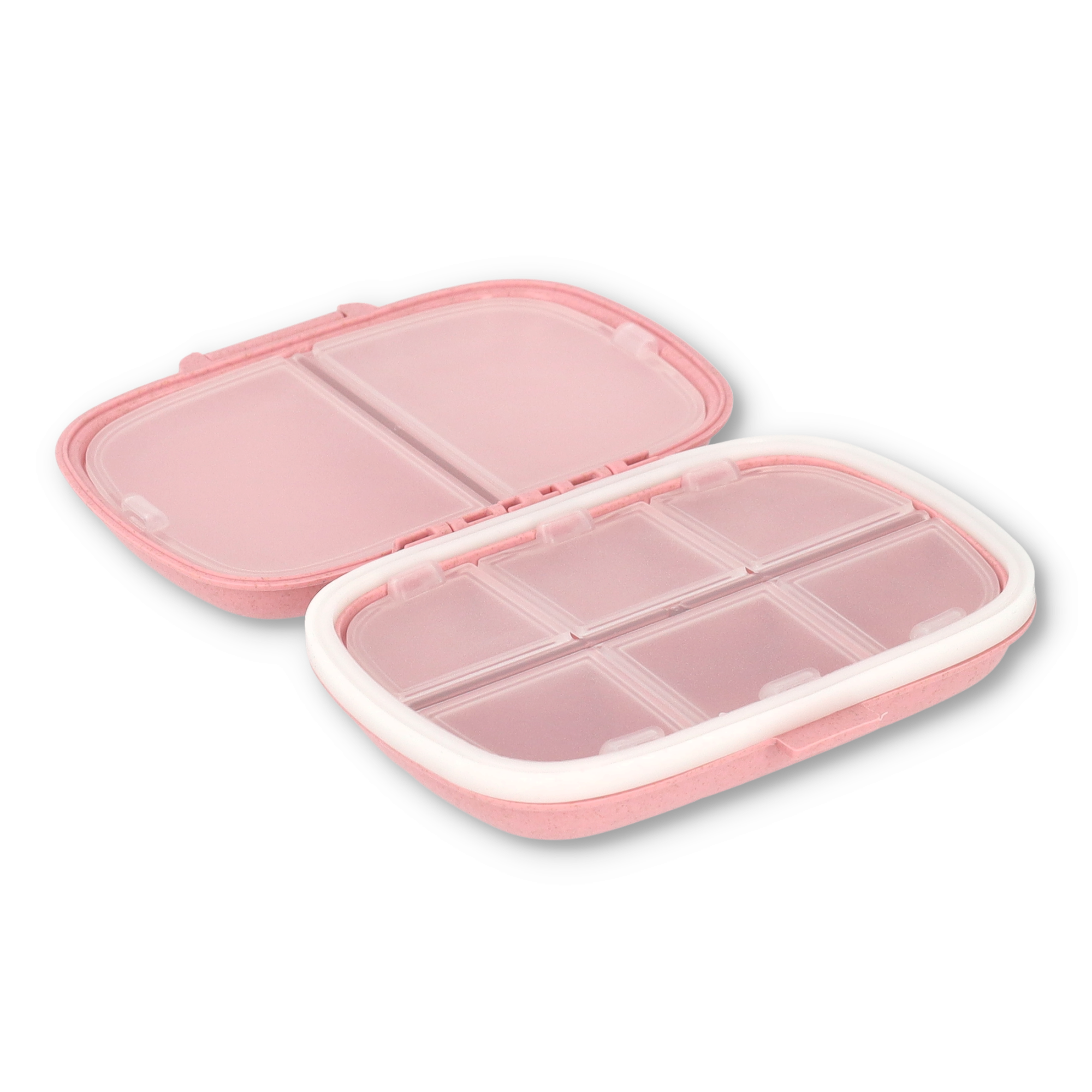 (11x8cm) Medikamenten Dosierer 8 Fächer Dosett Tablettenbox Supplements Pillendose Tablettenspender - Rosa