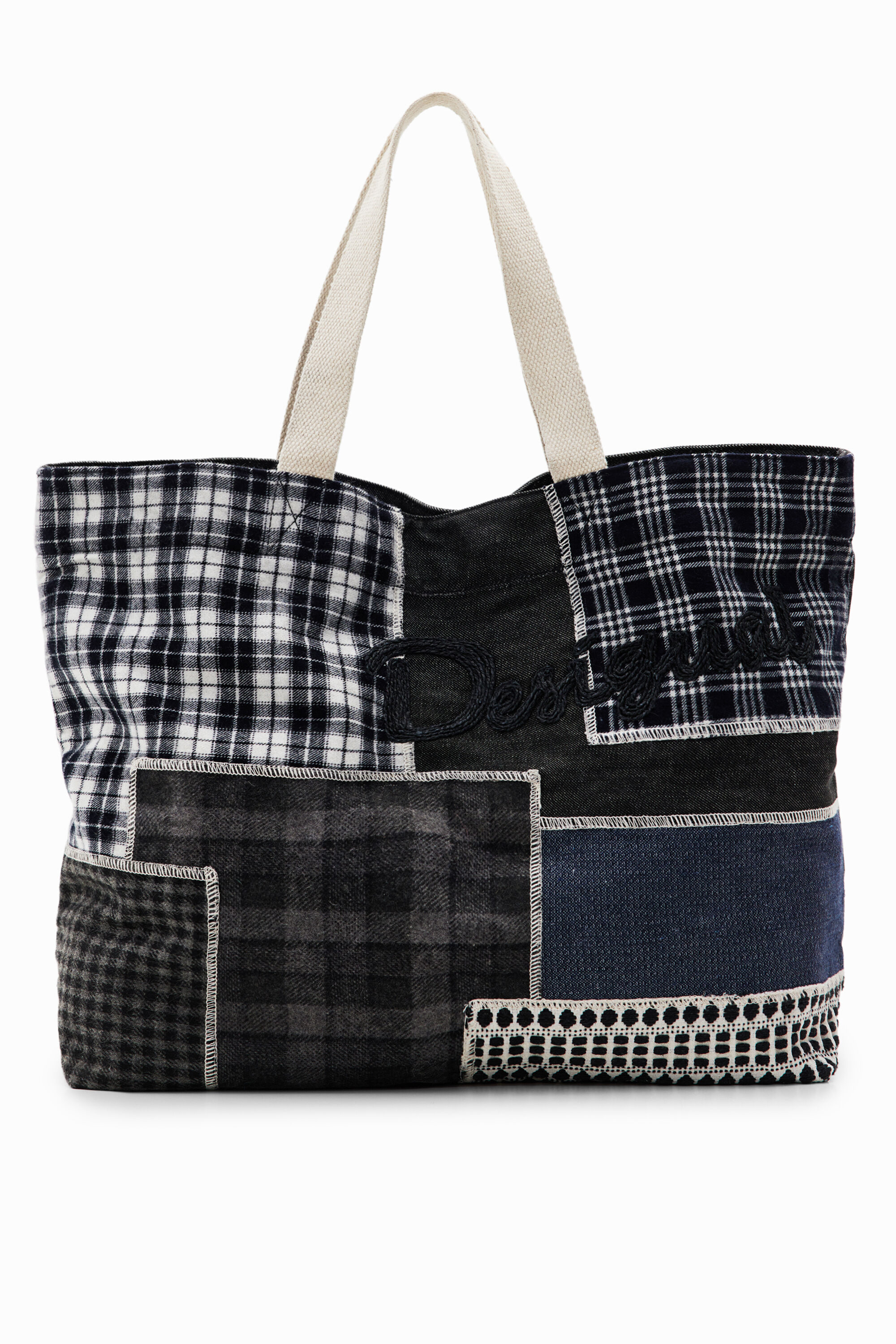 Sacola de compras tamanho XL com patchwork
