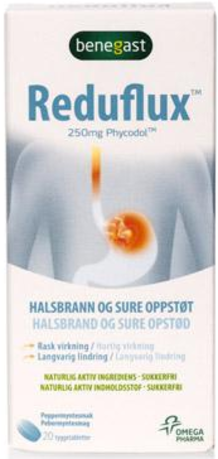 Benegast Reduflux 250 mg 20 tyggetabletter