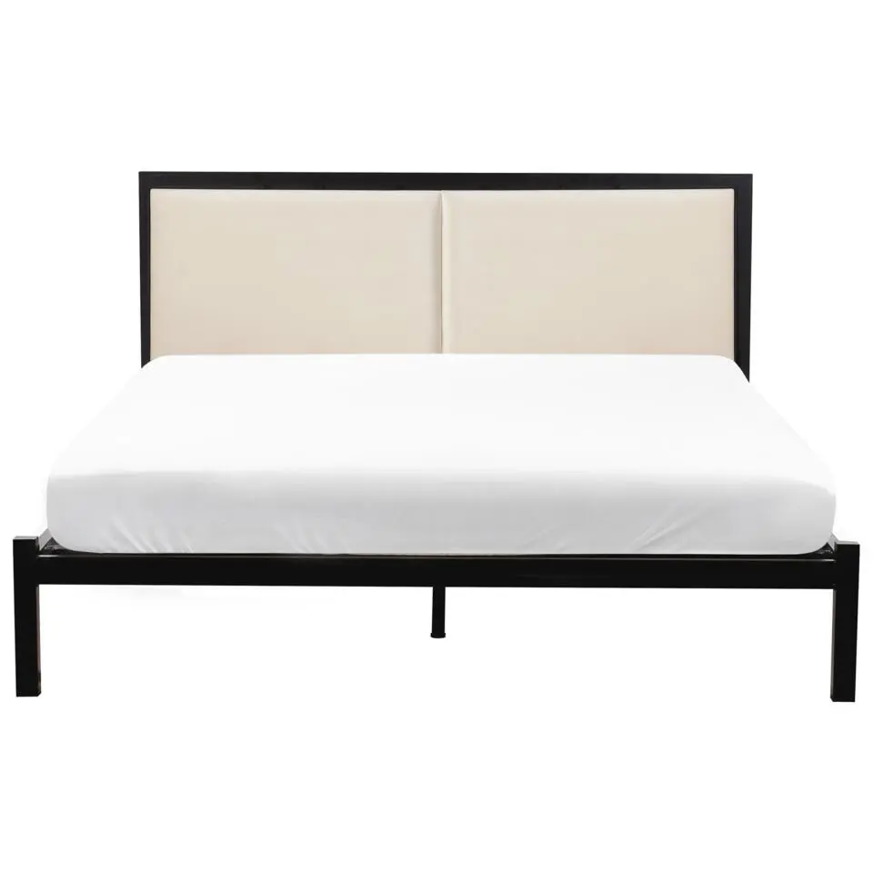 CLAMART - Tweepersoonsbed - Lichtbeige/Zwart - 140 x 200 cm - Metaal