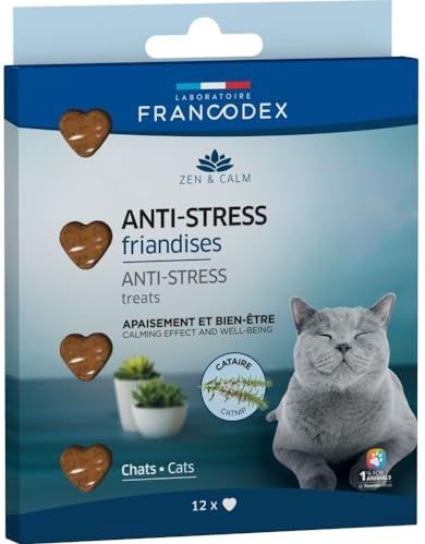 Francodex - 12 x anti-stress lekkernijen in hartvorm voor katten