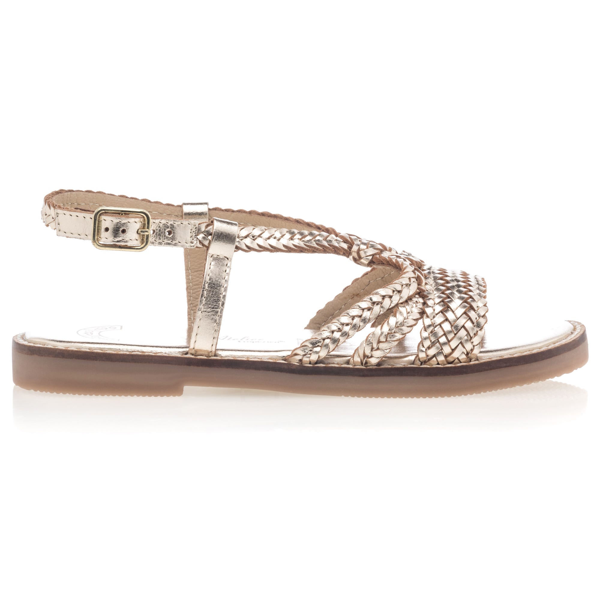 Nu-pieds Fille en cuir or