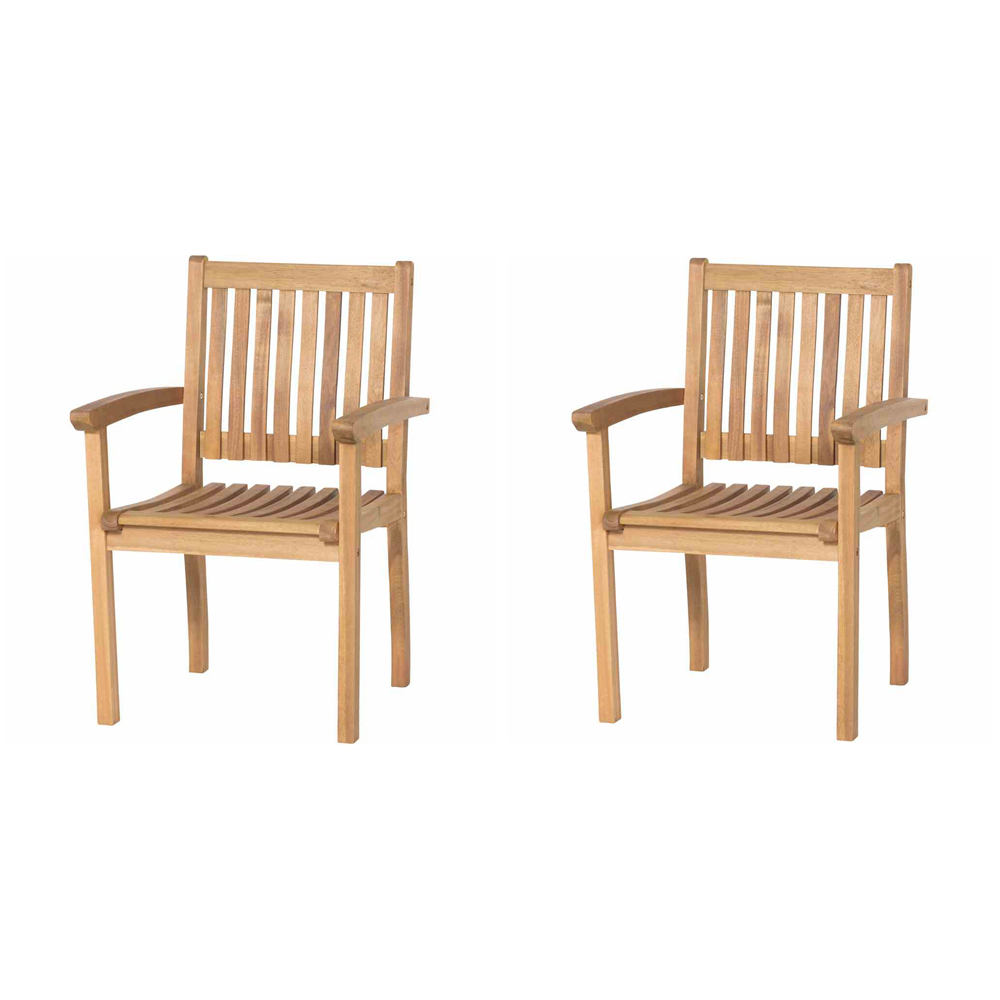 2-teiliges Set Landhaussessel Paleros - natur - Akazie massiv
