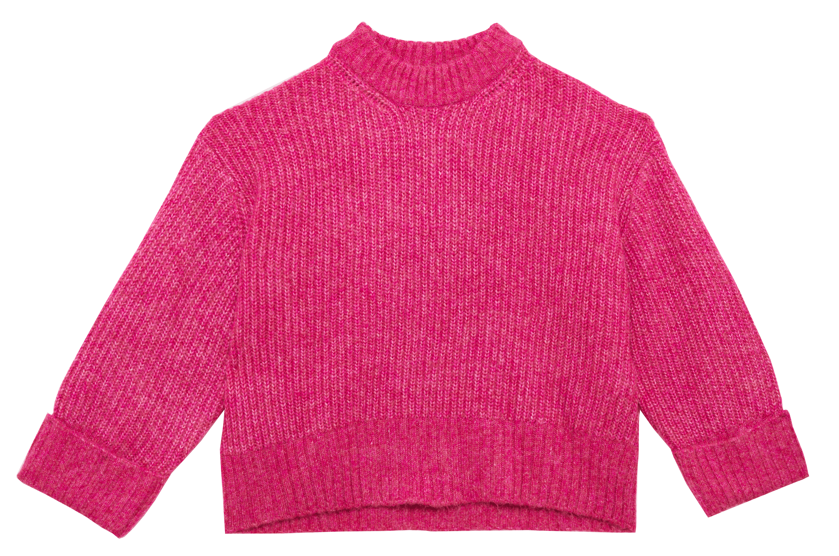 Pull ample col rond en maille mélangée | Rose