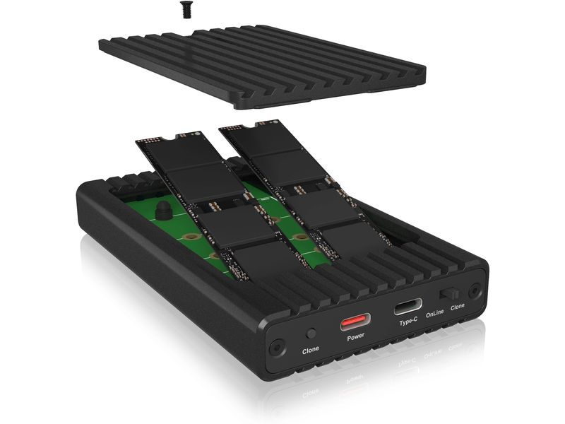 ICY BOX Docking- und Klonstation IB-2817MCL-C31 Gehäuse für zwei NVMe SSDs mit Klonfunktion