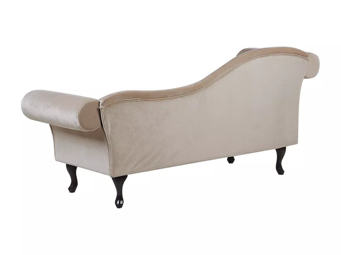 Chaise longue côté droite en velours beige LATTES