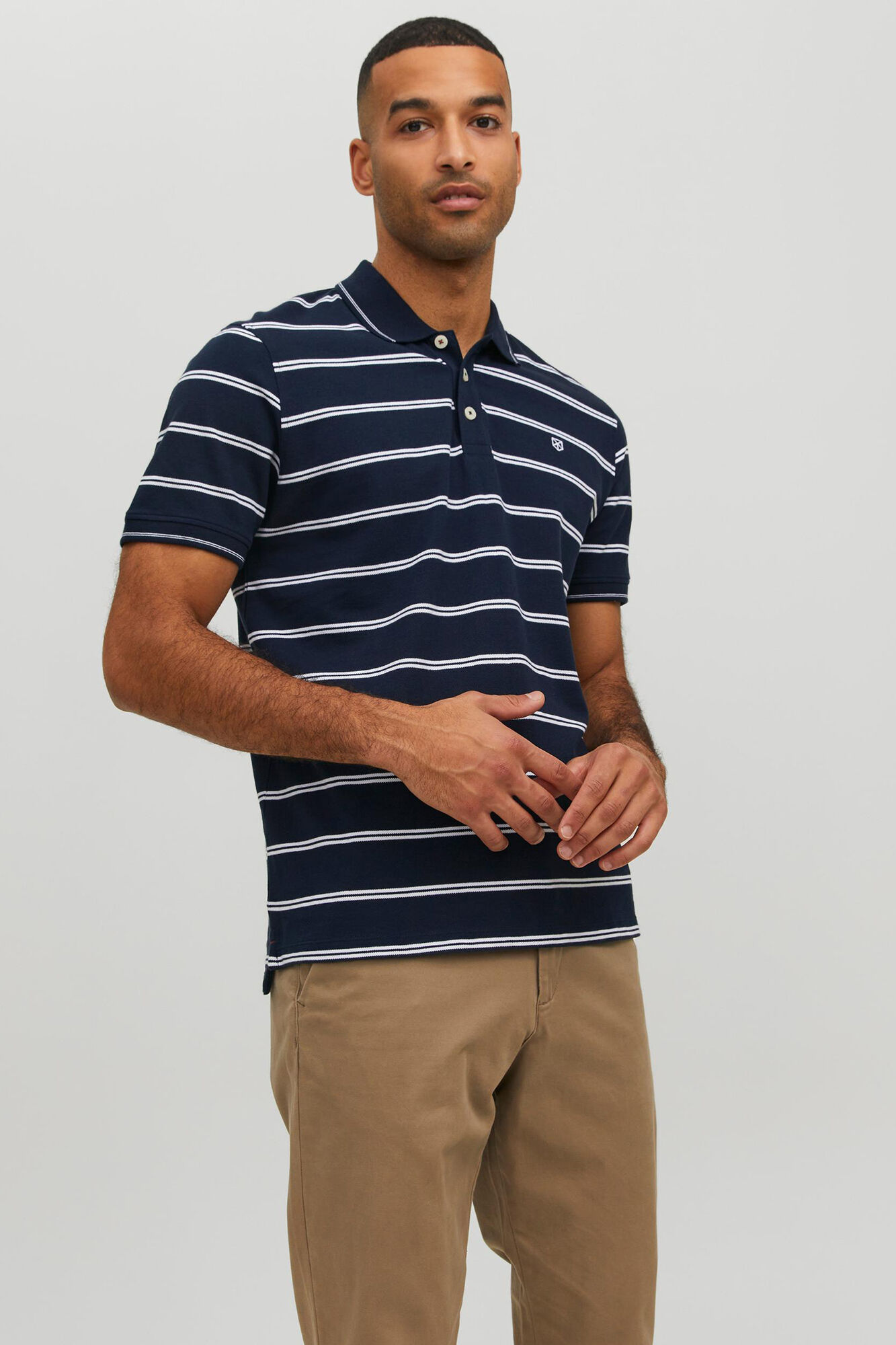 Camisa polo listrada estampada - Azul