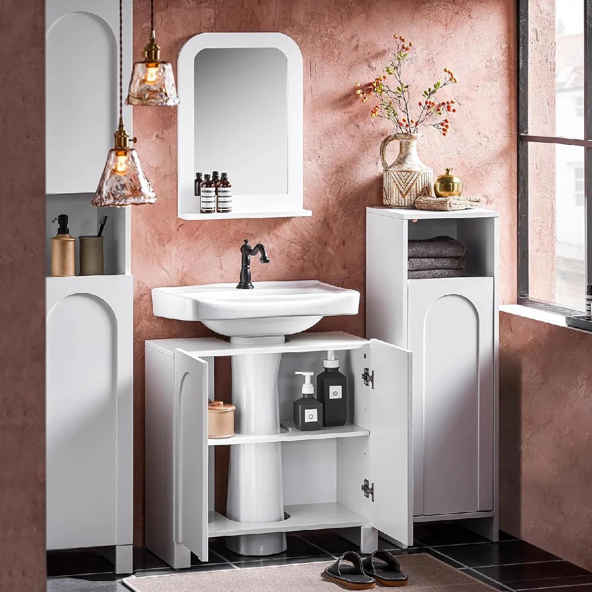 SoBuy Meuble sous-Lavabo 60x30x62 cm blanc BZR164-W