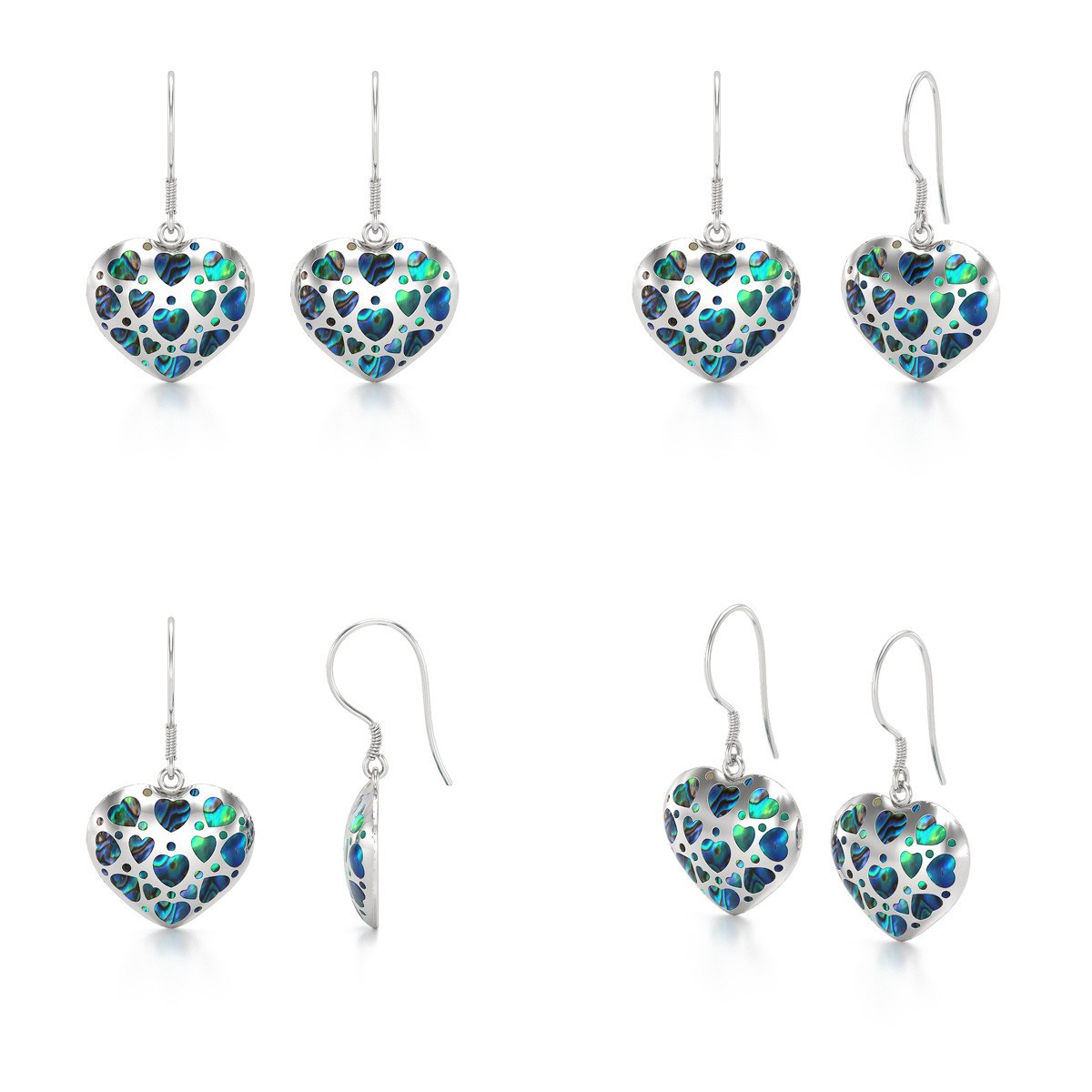 Boucles d'Oreille Coeur en Nacre Abalone & Argent 925 | Symbole d'Amour - Aden