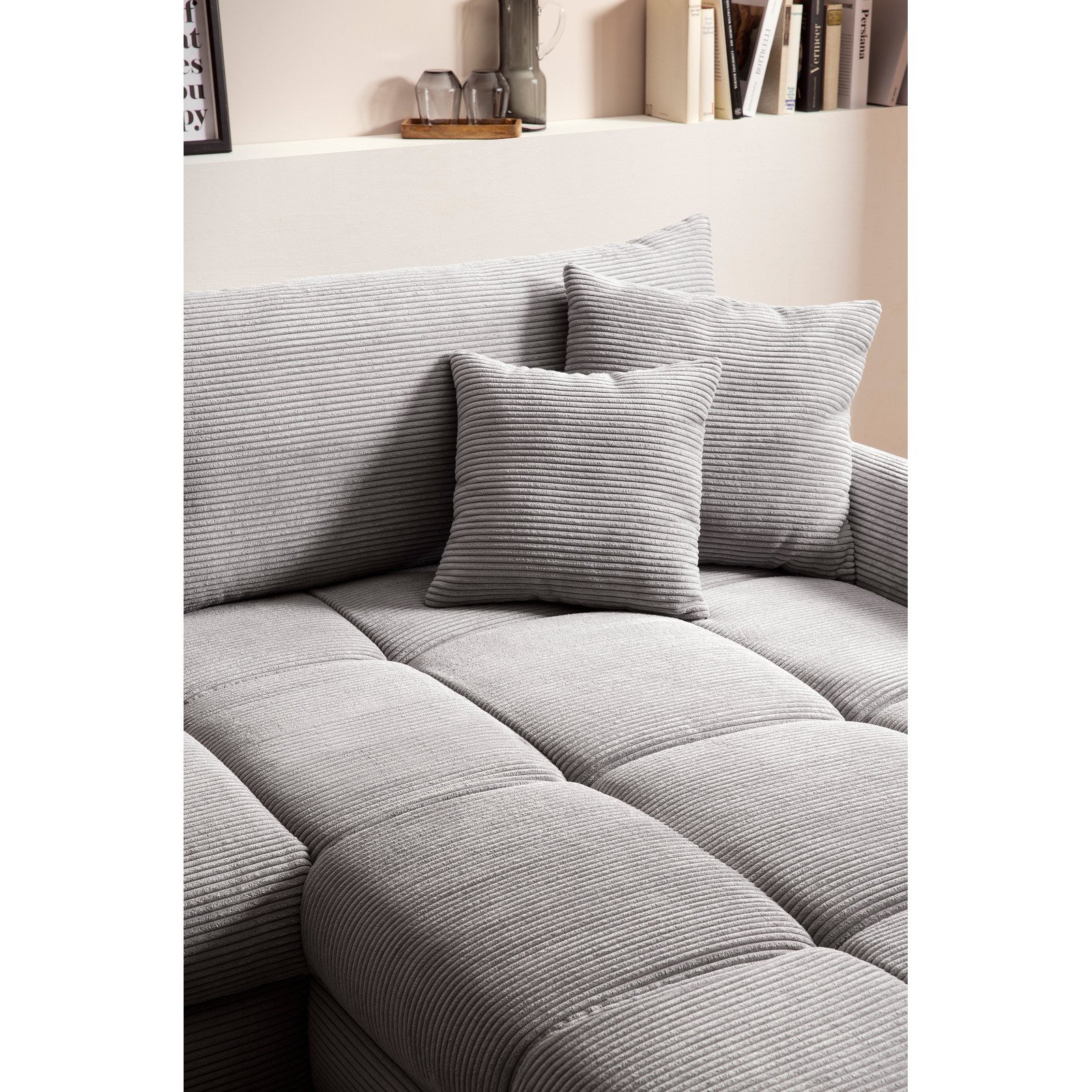 Ecksofa Darling Stoff Cord grau