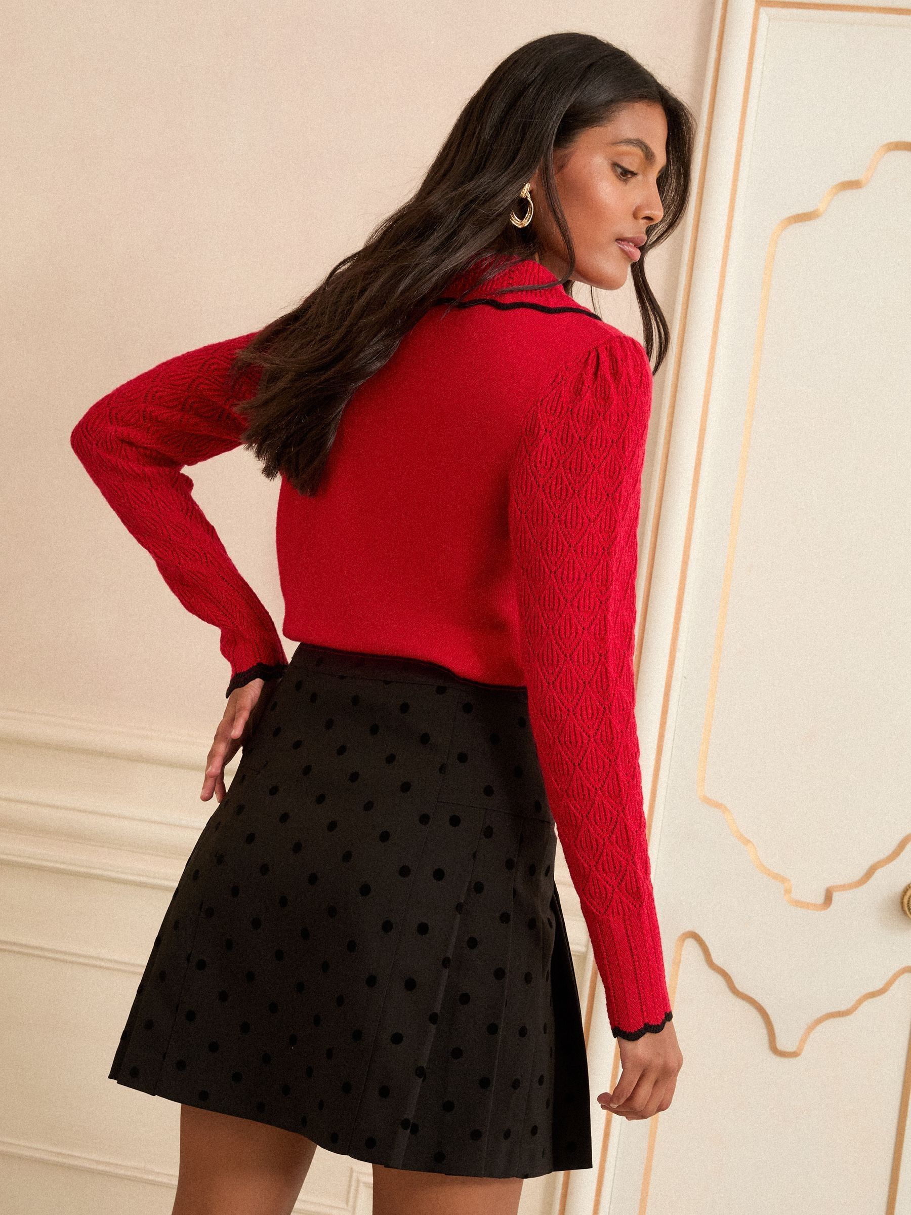 Love & Roses Flocked Spot Mini Skirt