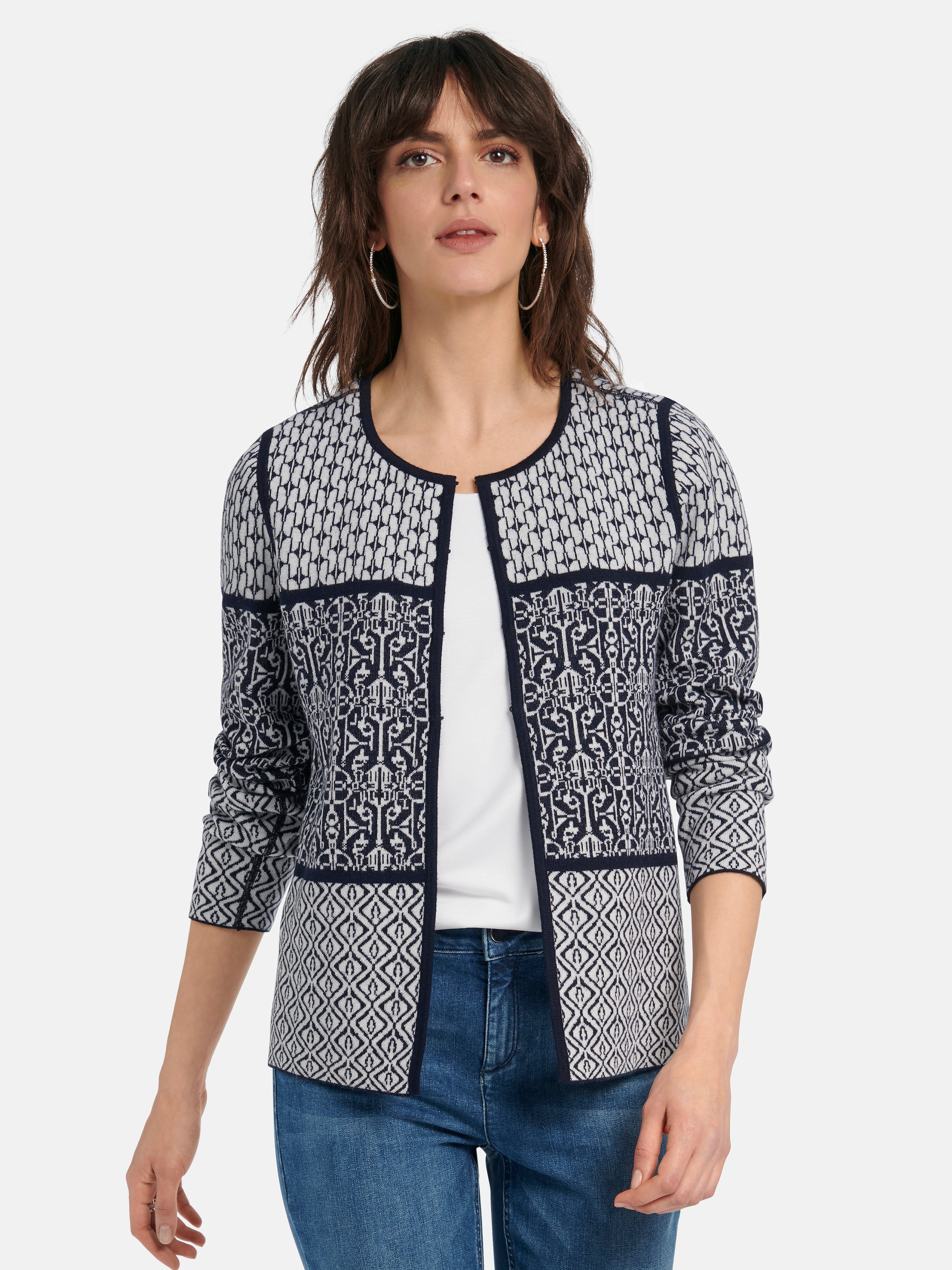 Wende-Strickjacke mit Rundhals-Ausschnitt