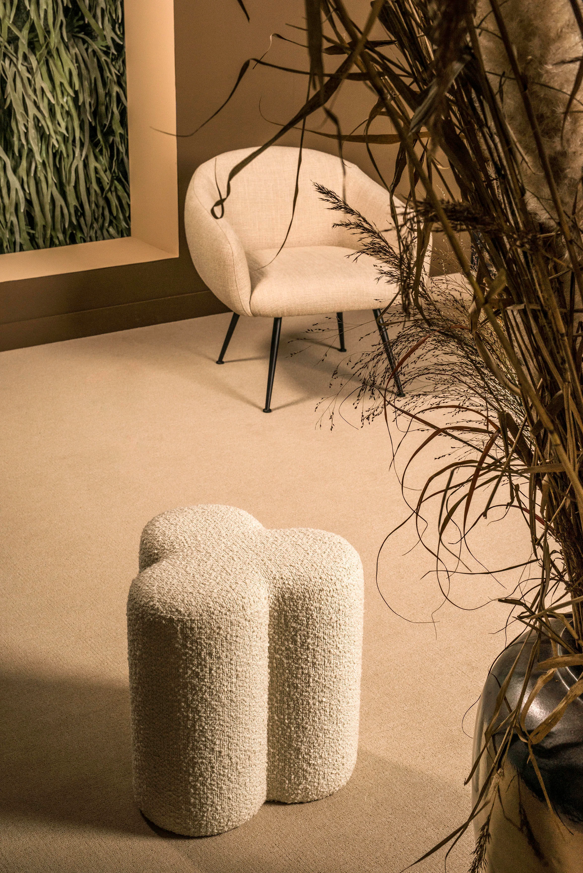 CLOVER - Pouf tissu | Blanc