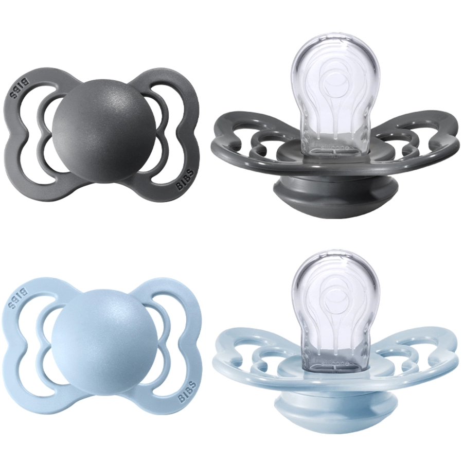 BIBS® Schnuller Supreme Baby Blue  Iron Silikon 6-36 Monate, 4 Stk.