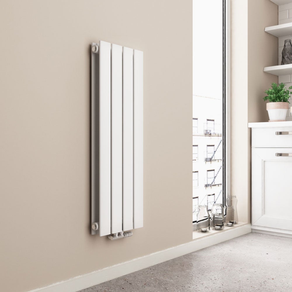 EMKE Radiator 900 x 300 mm Badkamerradiator Paneelradiator Compacte radiator, Dubbellaags Badkamerdesignradiator Middenaansluiting 446W Wit