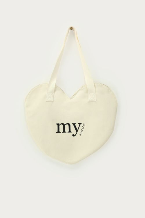 Beige hartjes tote bag