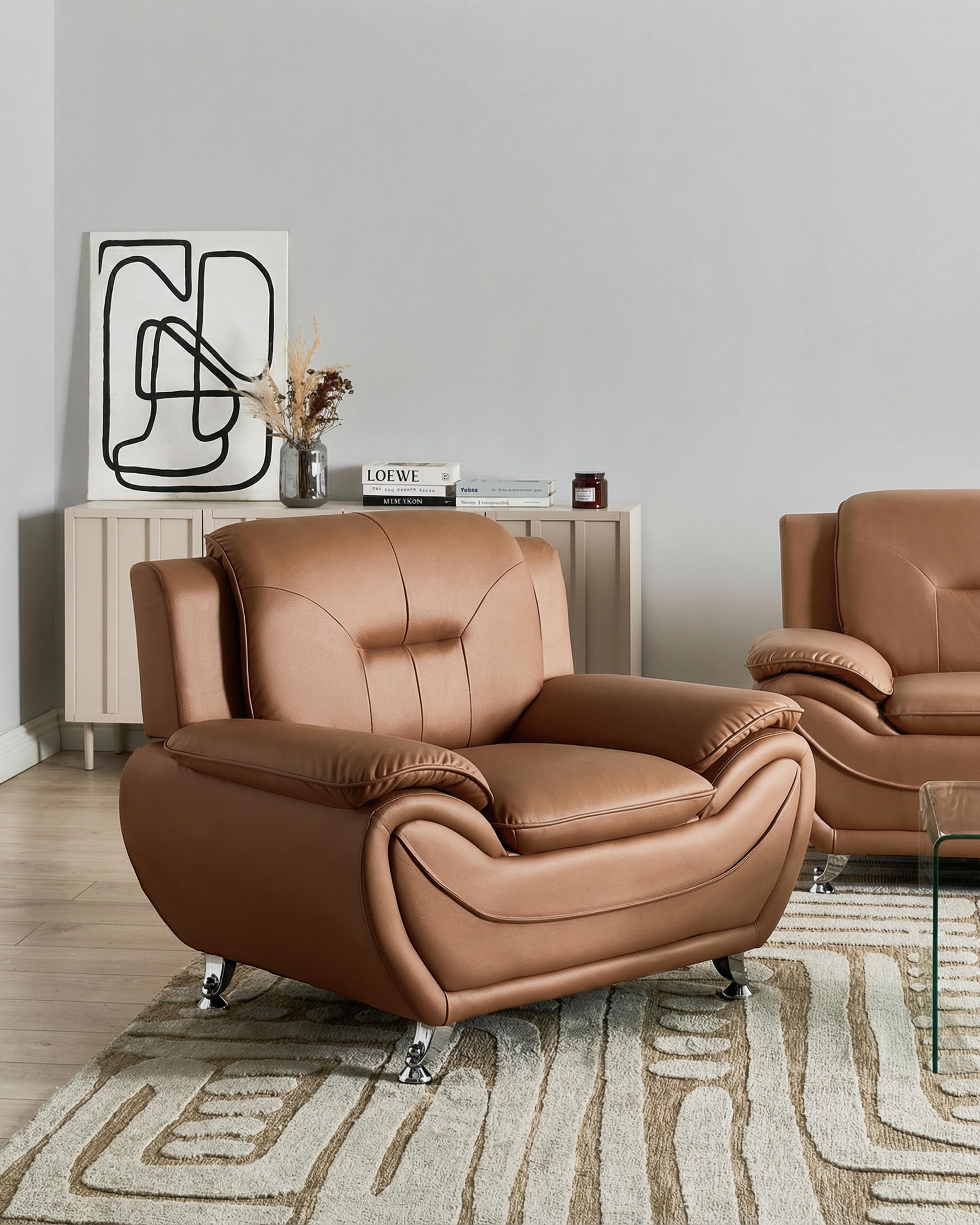 Fauteuil LEIRA Kunstleer Goudbruin