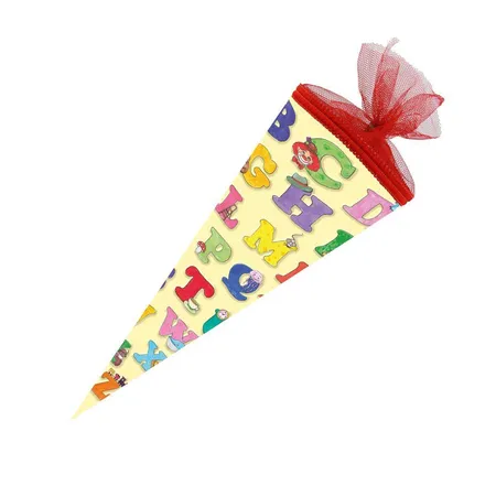 Nestler Schultüte ABC Alphabet, 22 cm rund, Tüll