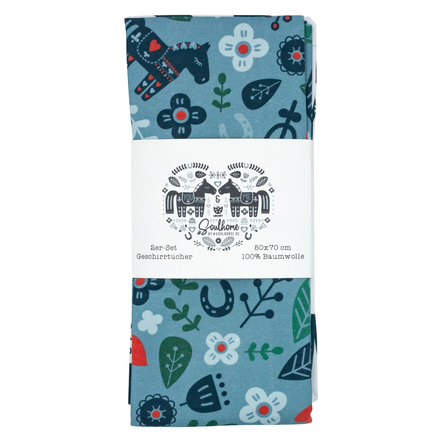 Soulhorse Küchenhandtuch 2er Set  - darkblue/brickred