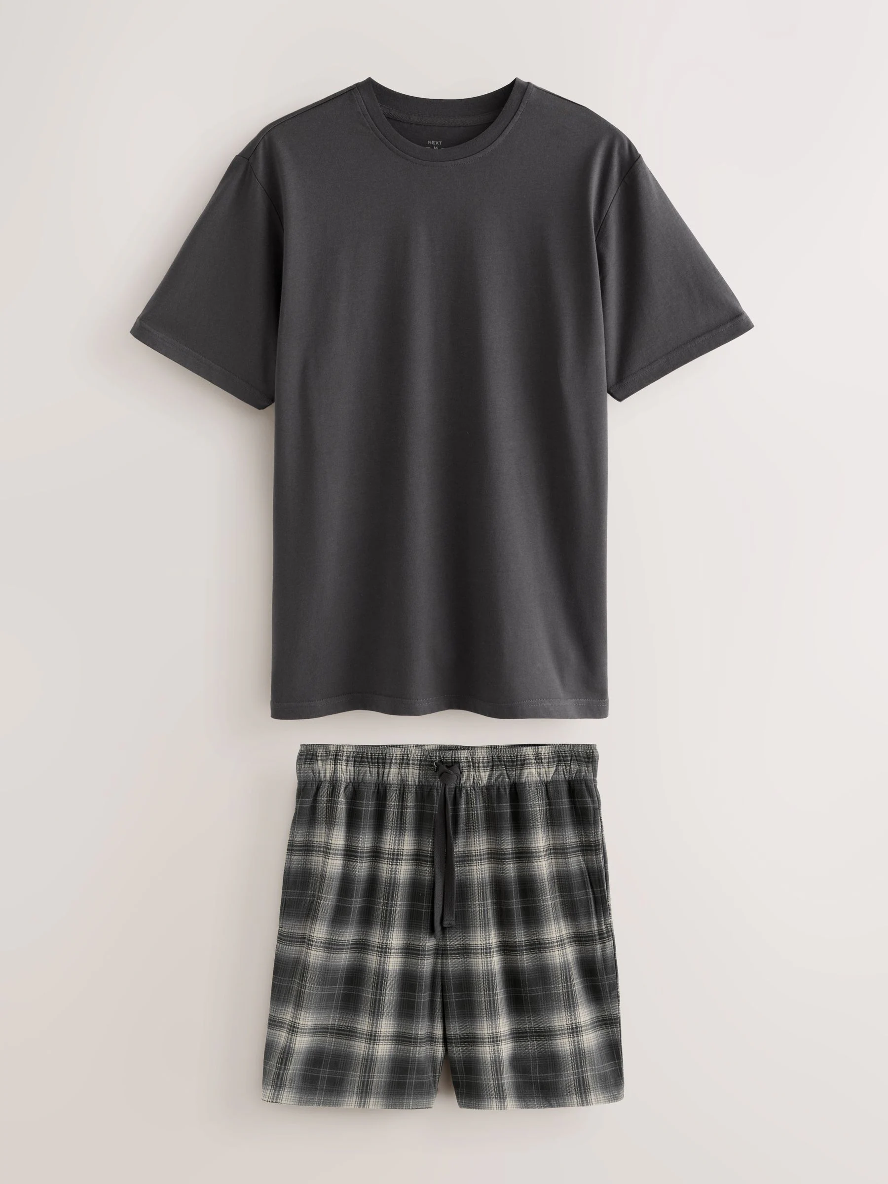 Zwart/wit Eenkleurig Ruit - Motionflex behaaglijke pyjamaset met korte broek