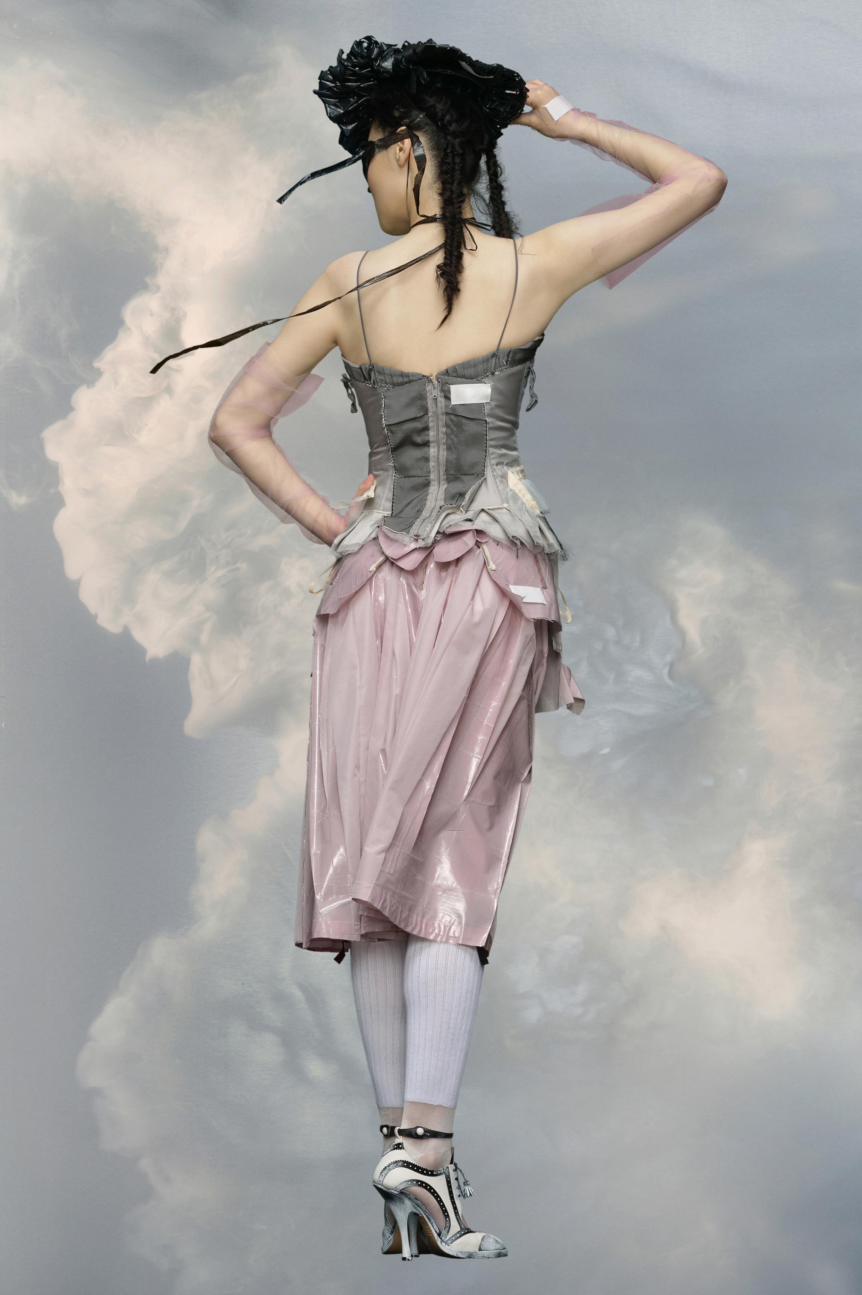Rose Laminated Nylon Midi Skirt
