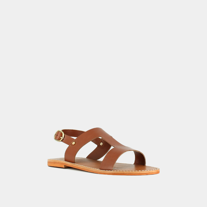Sandales  en cuir cognac