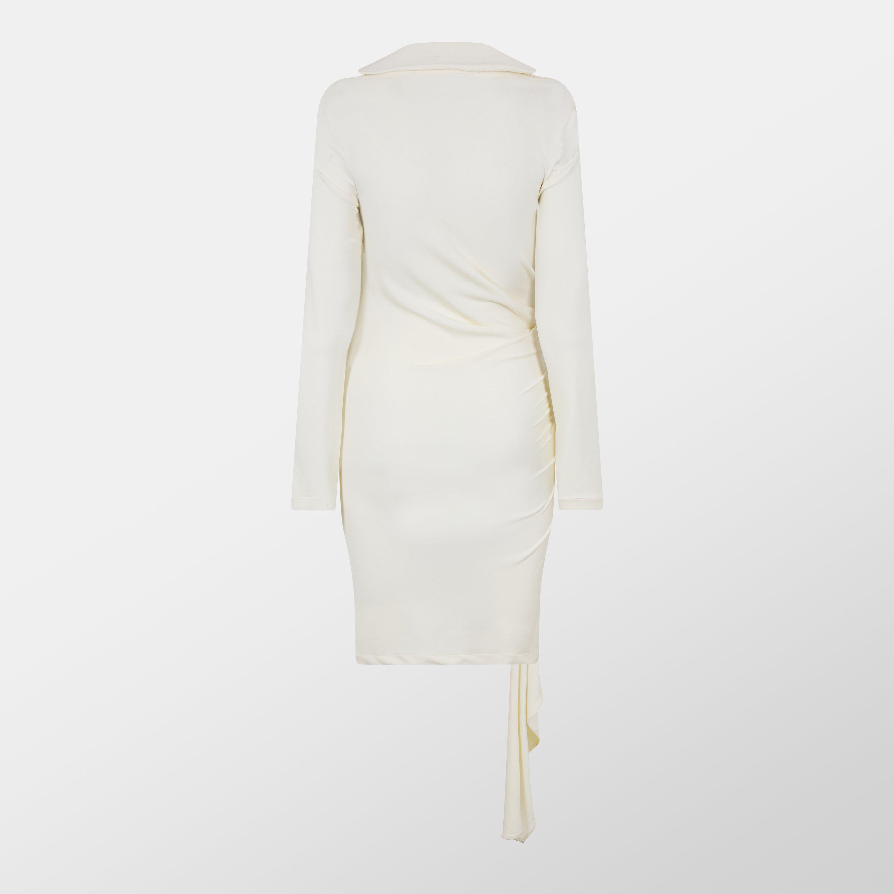 Off White Drape Detail Mini Dress
