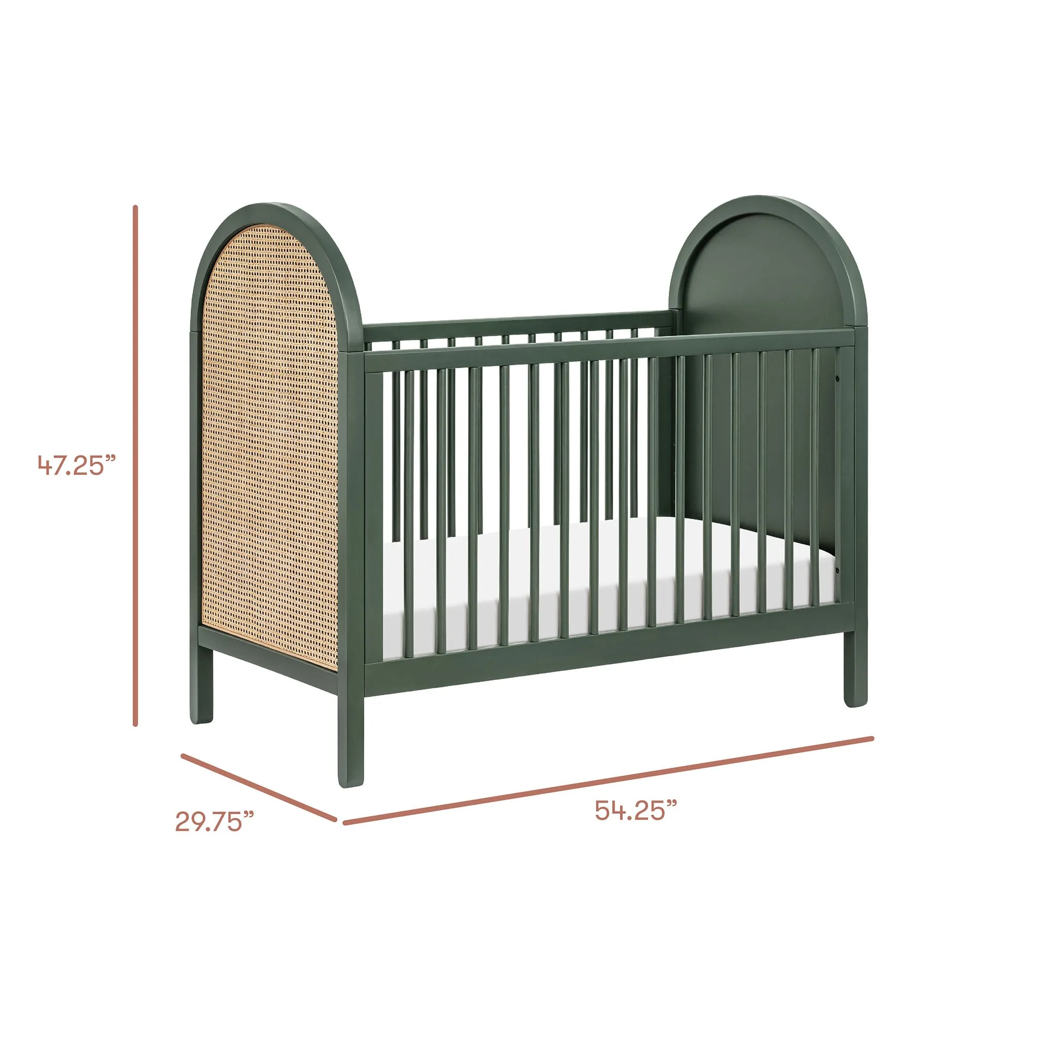 Babyletto Couchette Convertible 3 en 1 Bondi Cane avec Kit de Conversion Lit pour Tout-petit - Vert  Rotin