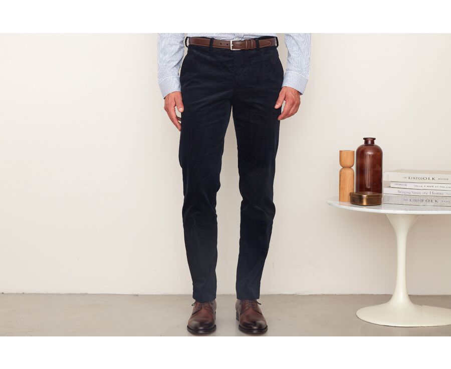 Pantalon de costume velours homme Marine - LÉONTILDE