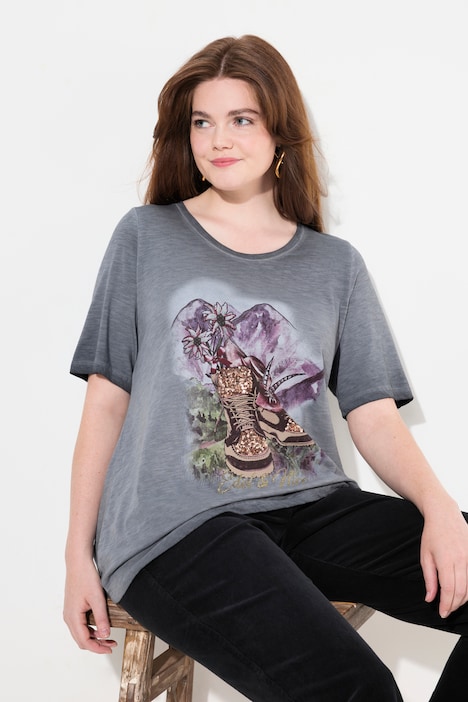 Shirt, Stiefel, Classic, Rundhals, Halbarm