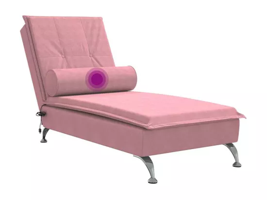 Chaise longue de massage avec traversin rose velours