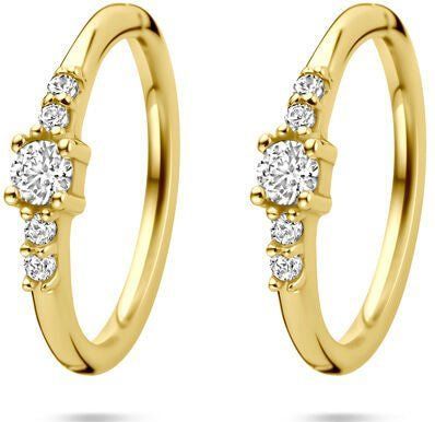 14K geelgoud oorringen zirkonia 12 mm 4034478