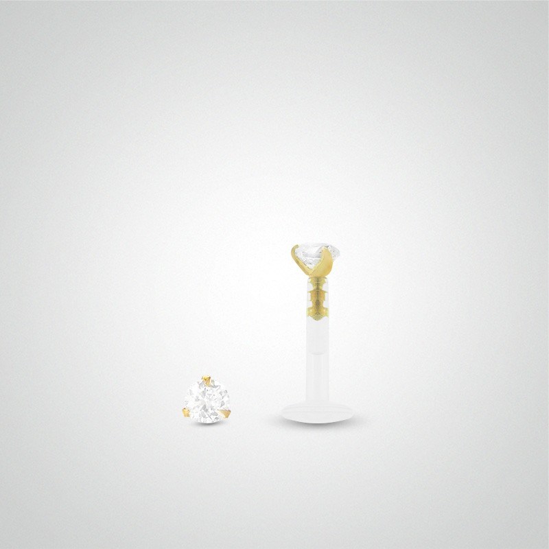 Piercing helix or jaune avec oxyde de zirconium 4mm
