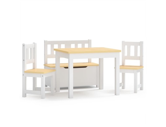 VIDAXL - Ensemble table et chaise enfant Ensemble de table et chaises enfants 4 pcs blanc et beige md...