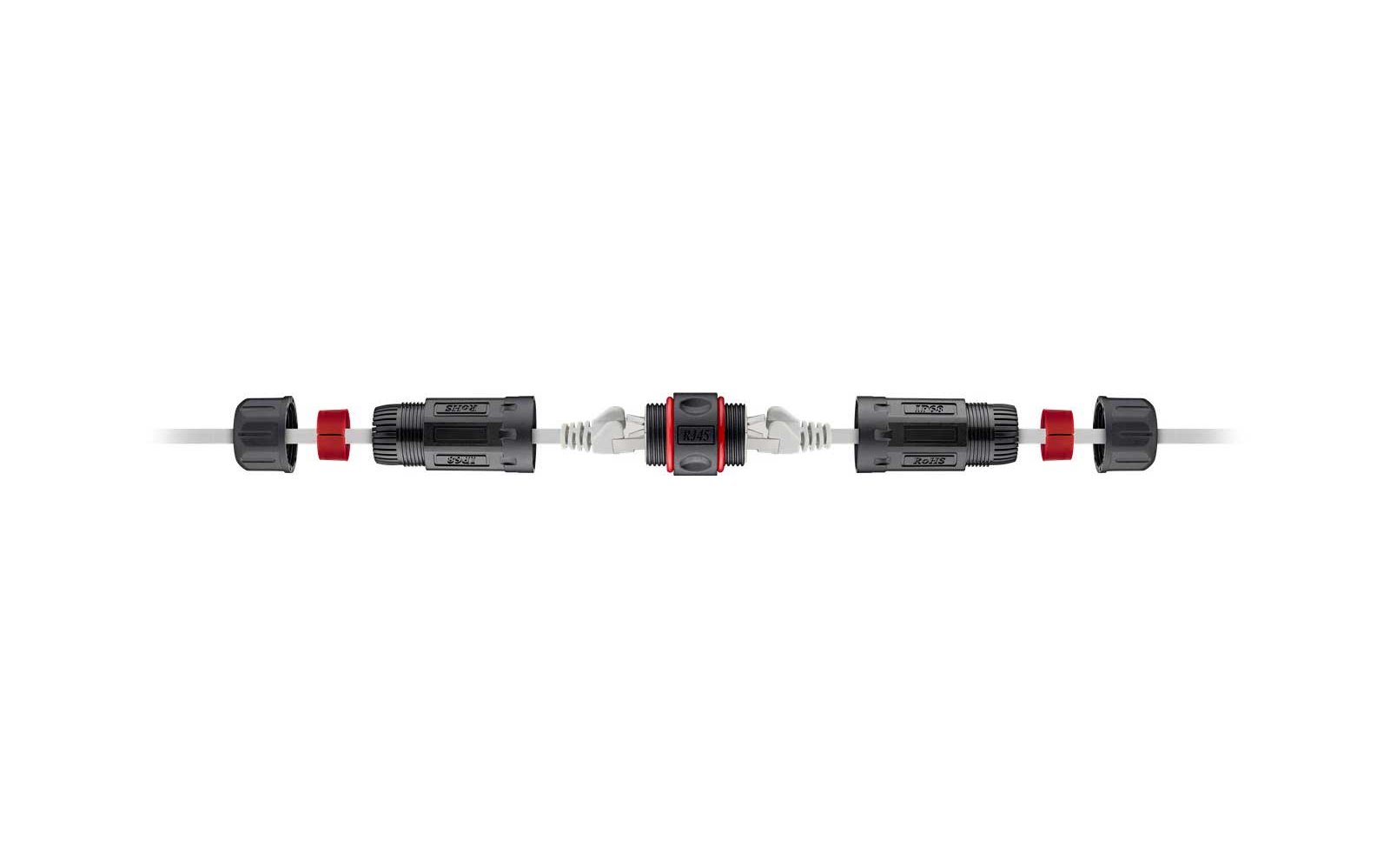 Goobay NET INLINE COUPLER CAT 6 STP, 2x RJ45 OUTDOOR IP68 Patchkabelkupplung Netzwerkkabel Verbinder