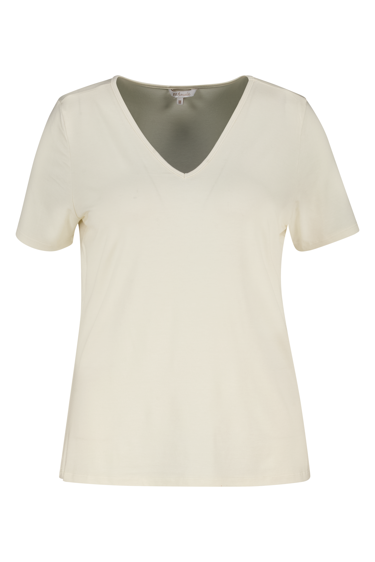 T-shirt met V-hals Cream