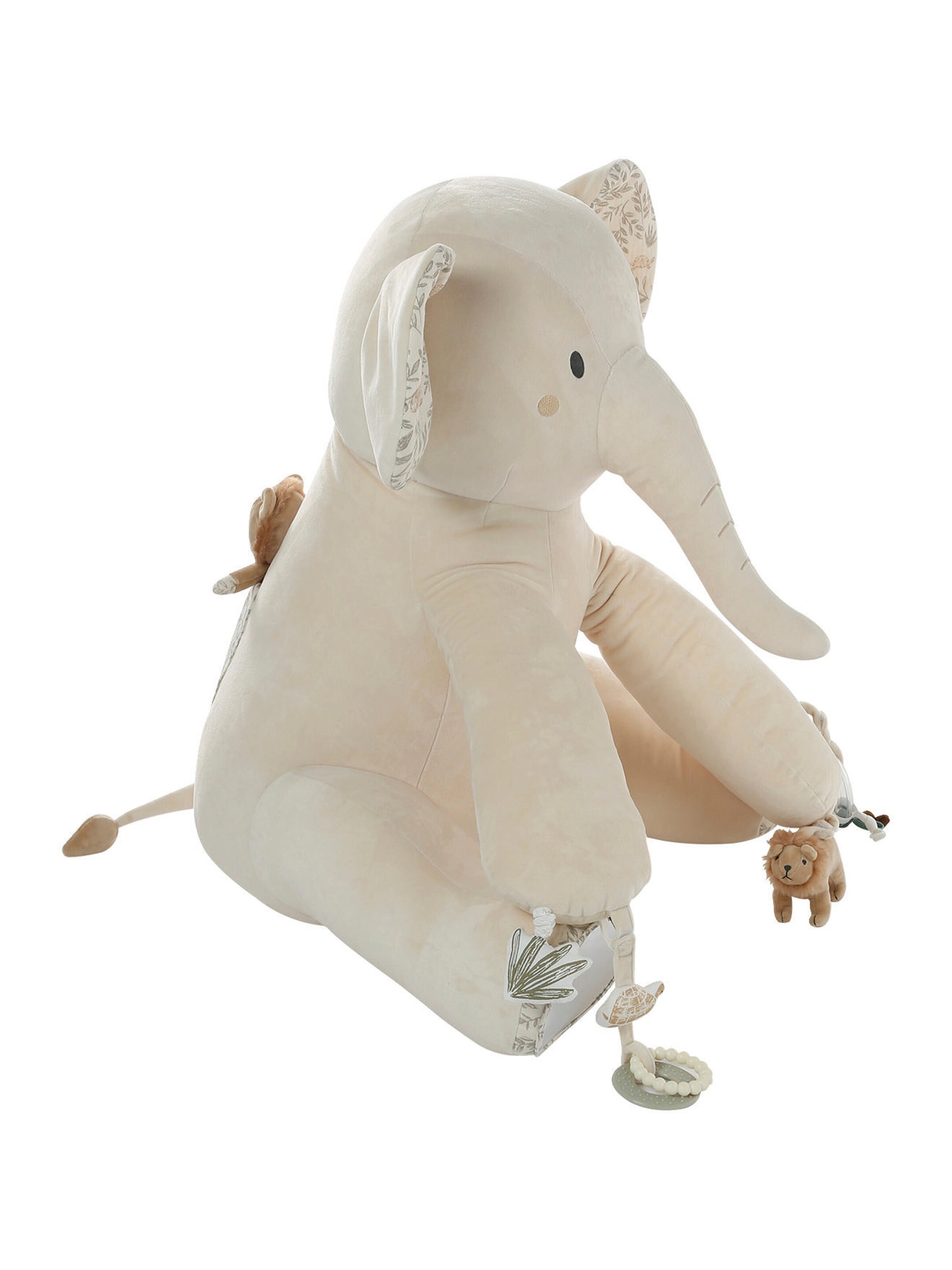 Vertbaudet Großer Activity-Elefant aus Plüsch BABYLON beige