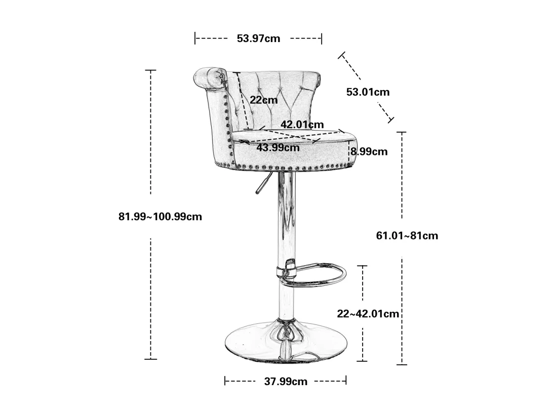 Tabourets de bar pivotants, chaises de comptoir réglables, avec repose-pieds pour la cuisine, la salle à manger,,2PC-SET
