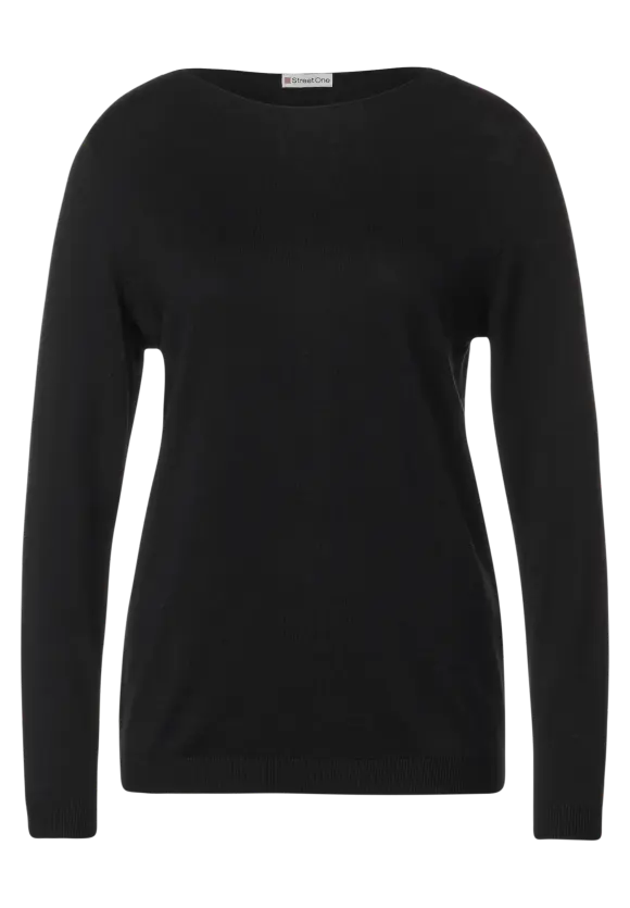 Basic Feinstrickpullover - Black