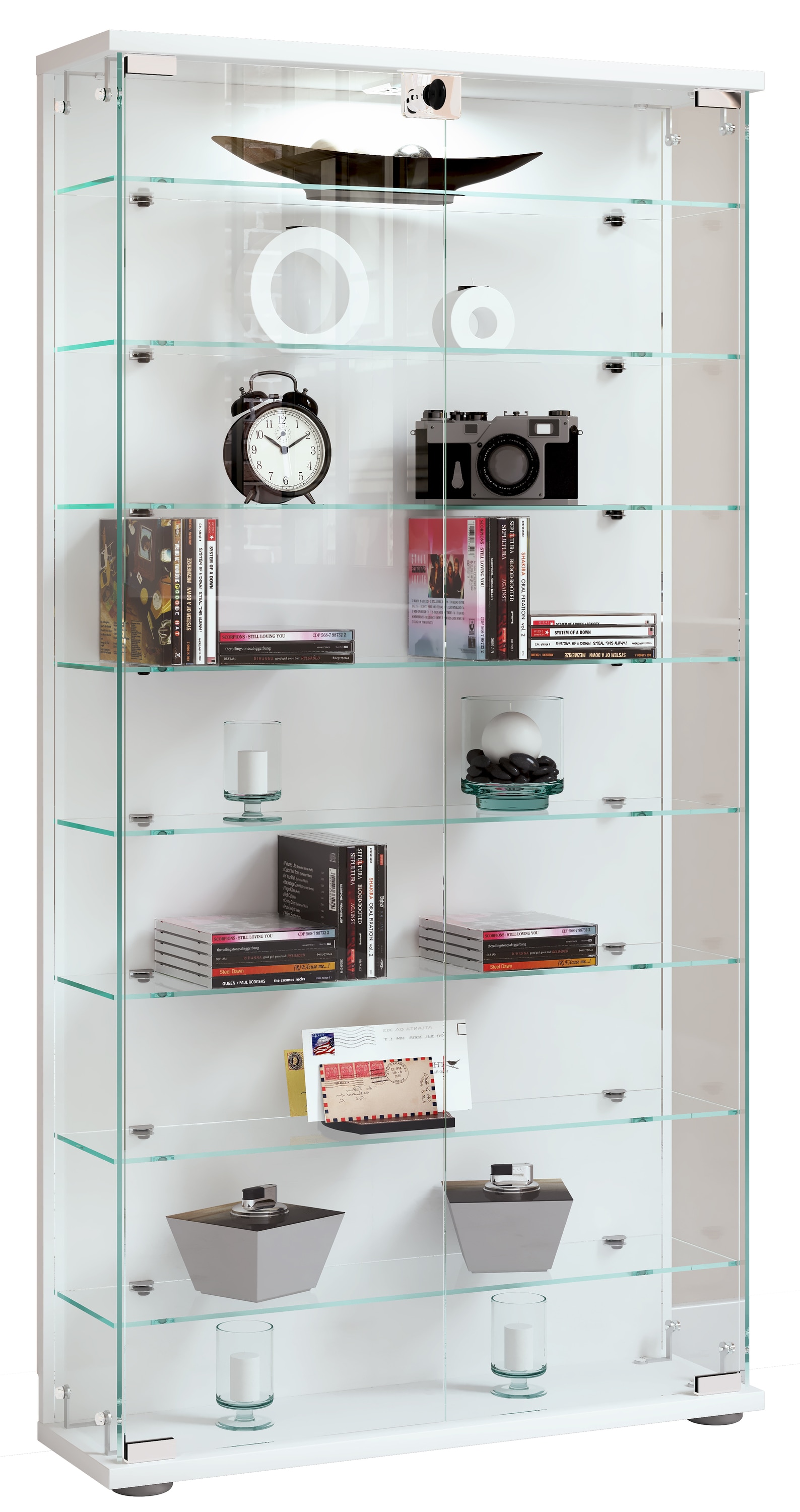 VCM Holz Glas Vitrine Sammelvitrine Glasvitrine Schaukasten Standvitrine Stelas L