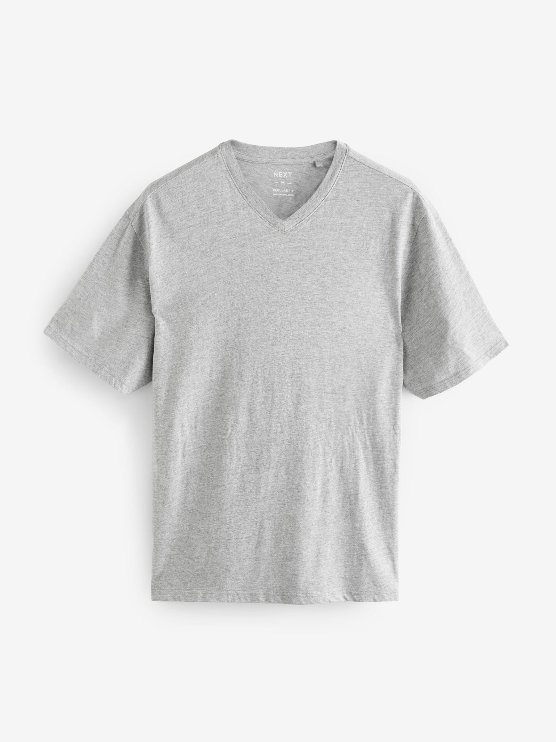 Zwart/Wit/Blauw/Grijs - Essentiële T-shirts met V-hals van 100% katoen verpakking van 6