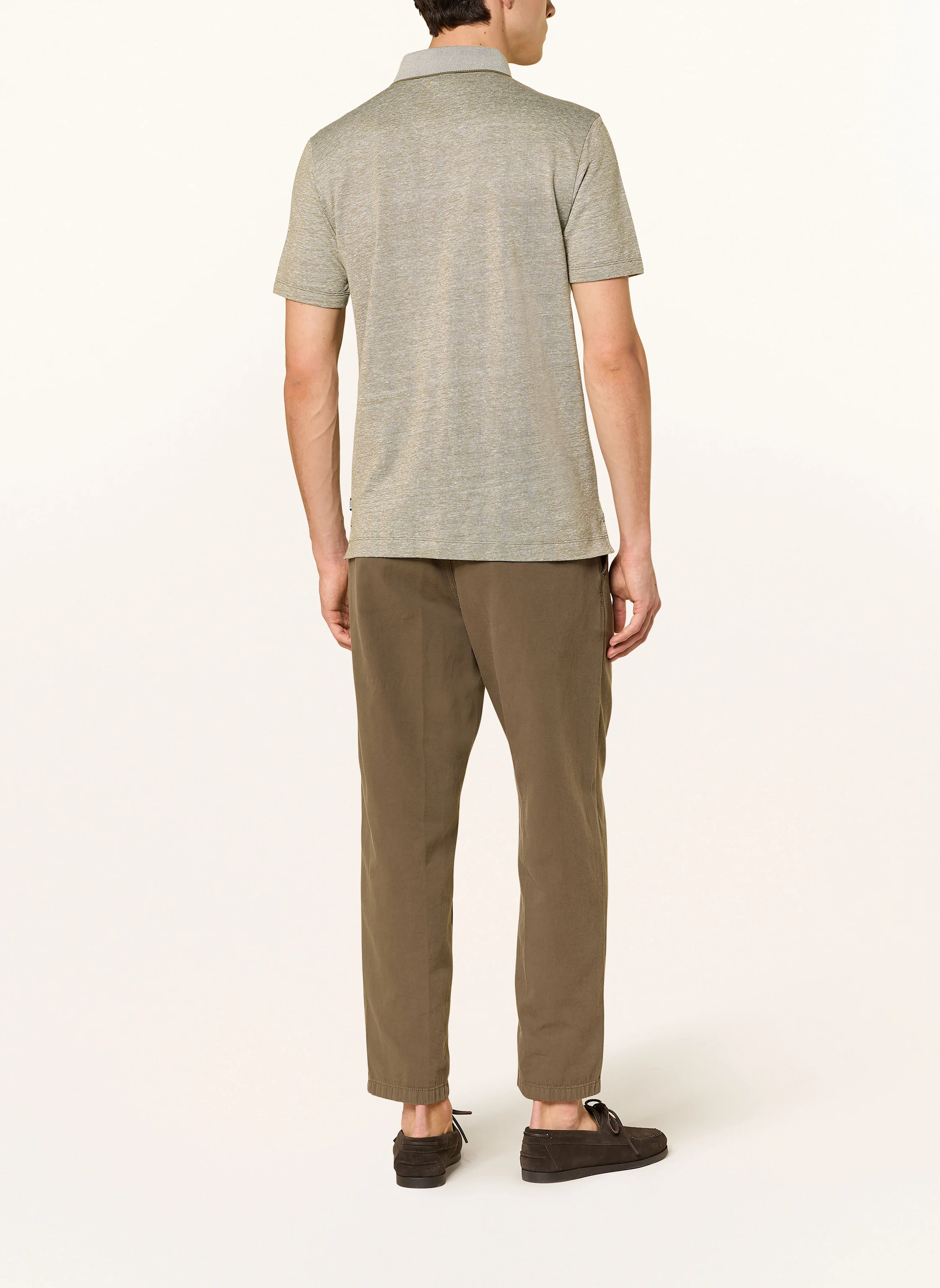 BOSS Piqué-Poloshirt PRESS mit Leinen