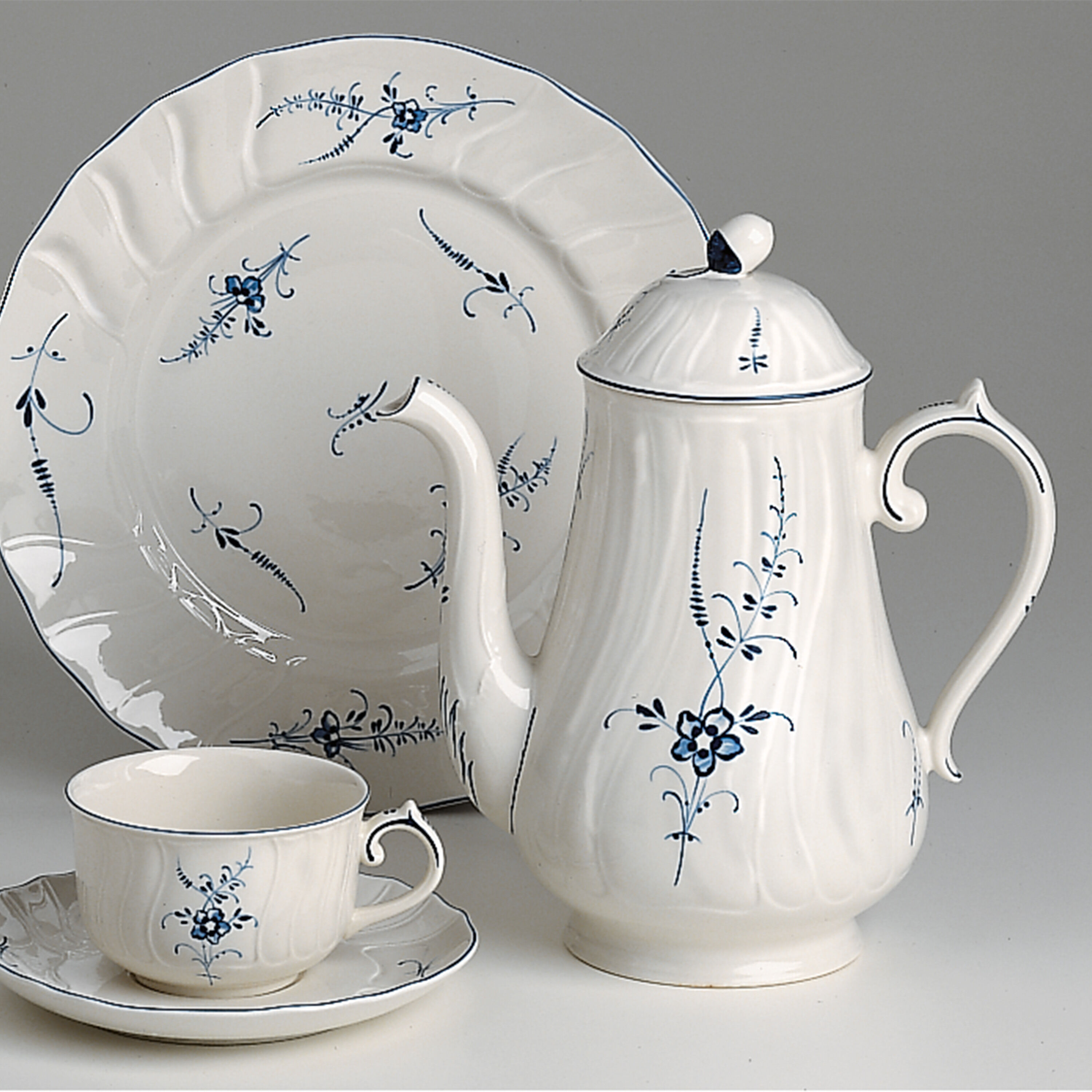 Vieux Luxembourg Coffee pot White, 40.6 oz, Premium Porcelain