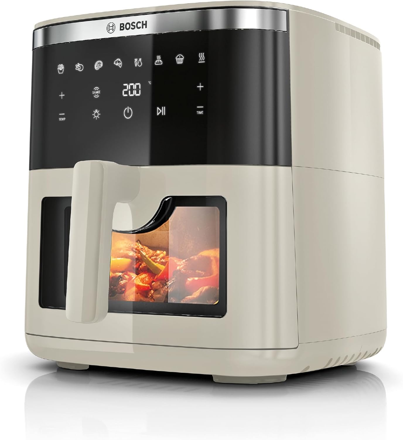 Heißluftfritteuse Serie 6, XXL Air Fryer, creme, 7,2 L Fassungsvermögen, beleuchtetes Sichtfenster, 7 voreingestellte Programme, bis zu 65% schnelleres Kochen, MAF671C0