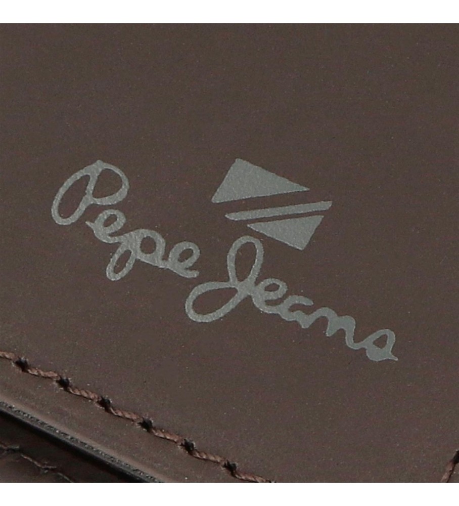 Carteira Pepe Jeans Staple em couro marrom