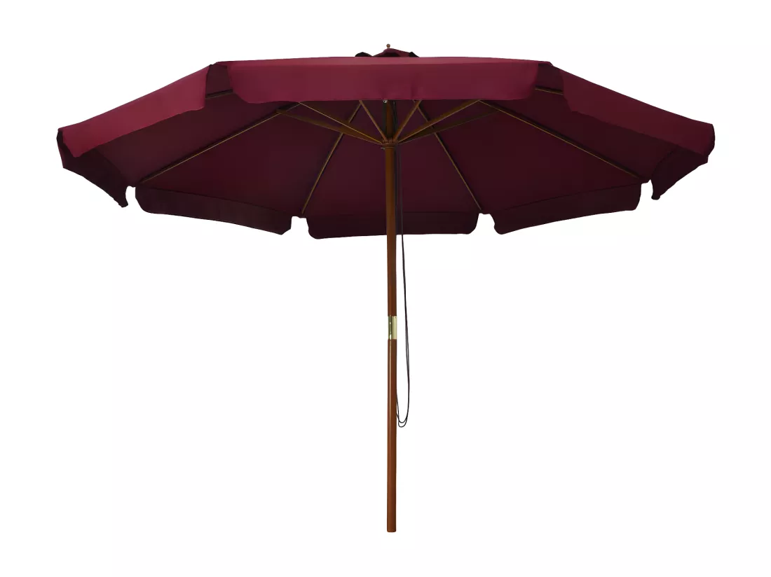 Parasol avec mât en bois 330 cm Bordeaux