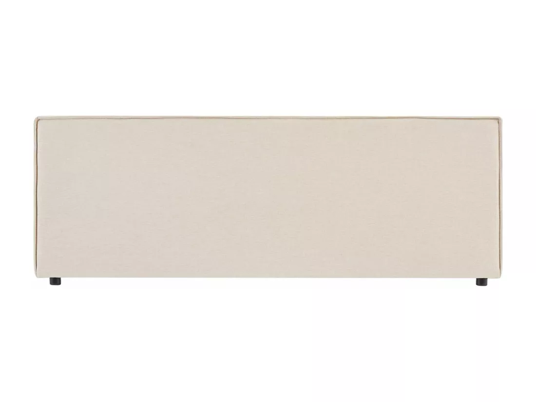 Tête de lit KLAO 160 rembourrée, En tissu polyester pour lit 160 cm, Sur pieds en plastique, Écru