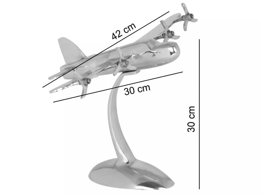 Conception Deco avions hélice en aluminium couleur argent dépliant