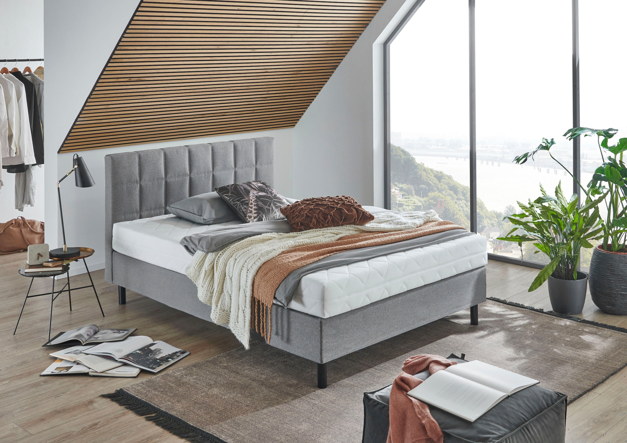 ATLANTIC home collection Boxbett »Nikola« Massivholzfüssen, mit / ohne Matratze, in H2 und H3 erhältlich